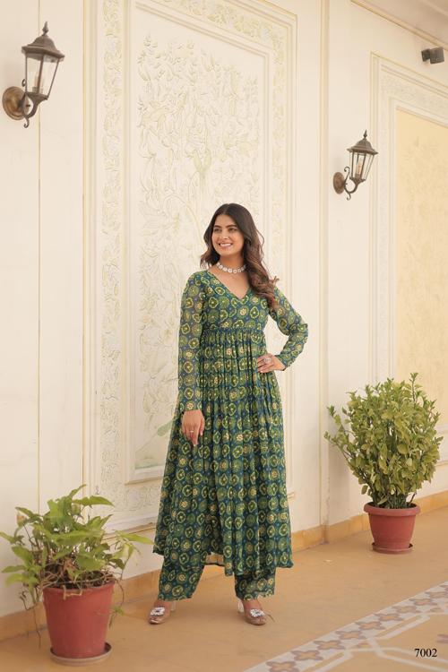 Daniel Vol 7 Georgette Long Kurti With Bottom Collection